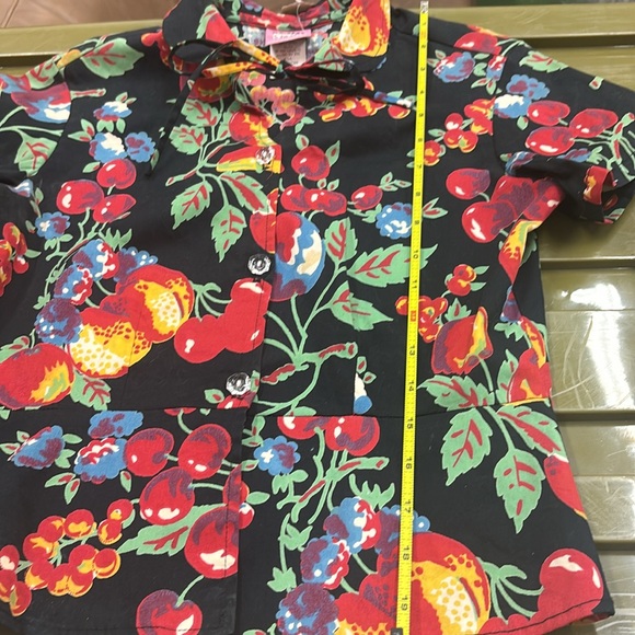 Vintage EC Star fruit print cotton short sleeve Med button front top. - Picture 11 of 13